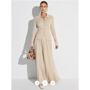 Commense Pleated Wool Blend Sweater Skirt SZ L